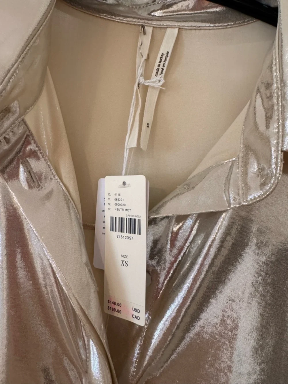 Anthropologie Metallic Gold Button-Up Shirt - Picture 4 of 7